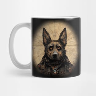 German Sheperd Surreal Steampunk Artwork, Dog Lover Mug